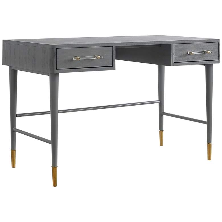 Image 1 Talia 47 1/4" Wide Brushed Antique Gray 2-Drawer Wood Desk