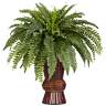 Tall Boston 33"H Fern Faux Plant in a Colored Bamboo Vase