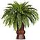 Tall Boston 33"H Fern Faux Plant in a Colored Bamboo Vase