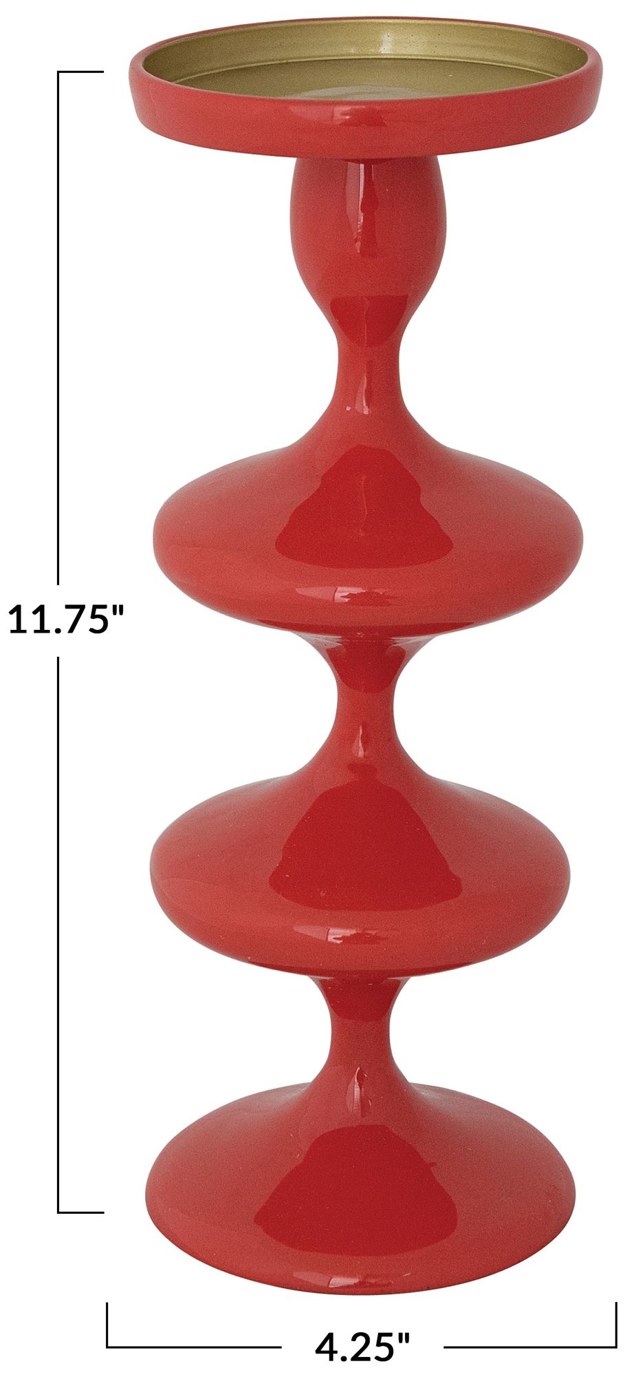 Image 2 Tall Enameled Aluminum Pillar Candle Holder, Coral Color more views