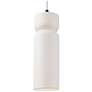 1_Tall Hourglass 3 1/2"W Black Mini Pendant w/ Bisque Shade