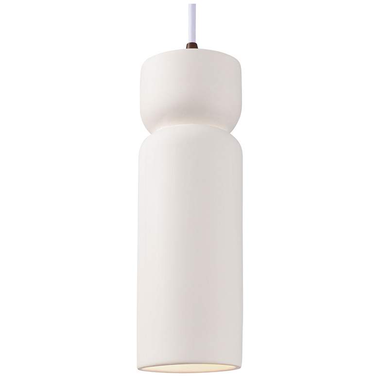 Image 1 Tall Hourglass Bisque White Cord Pendant