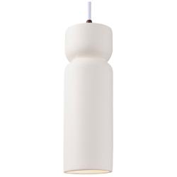 Tall Hourglass Bisque White Cord Pendant
