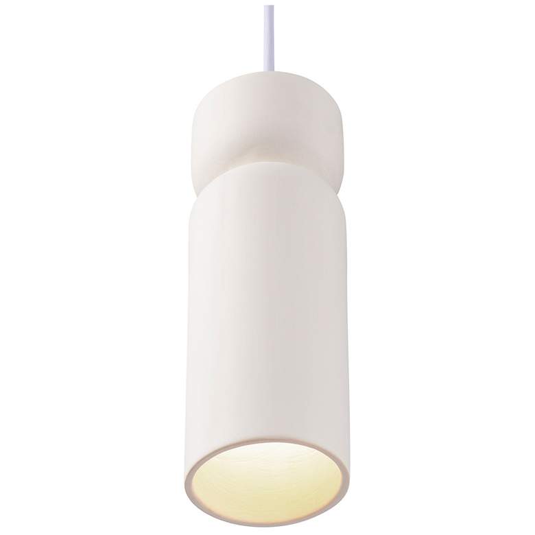 Image 2 Tall Hourglass Bisque White Cord Pendant more views