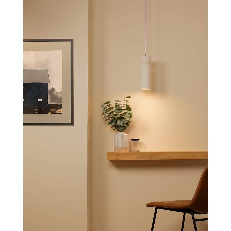 Image 5 Tall Hourglass Bisque White Cord Pendant more views