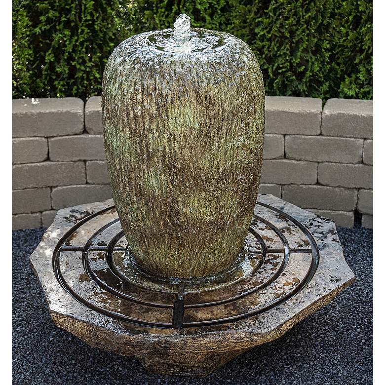 Image 1 Tall Organic Urn 36" High Relic Hi-Tone LED Outdoor Fountain