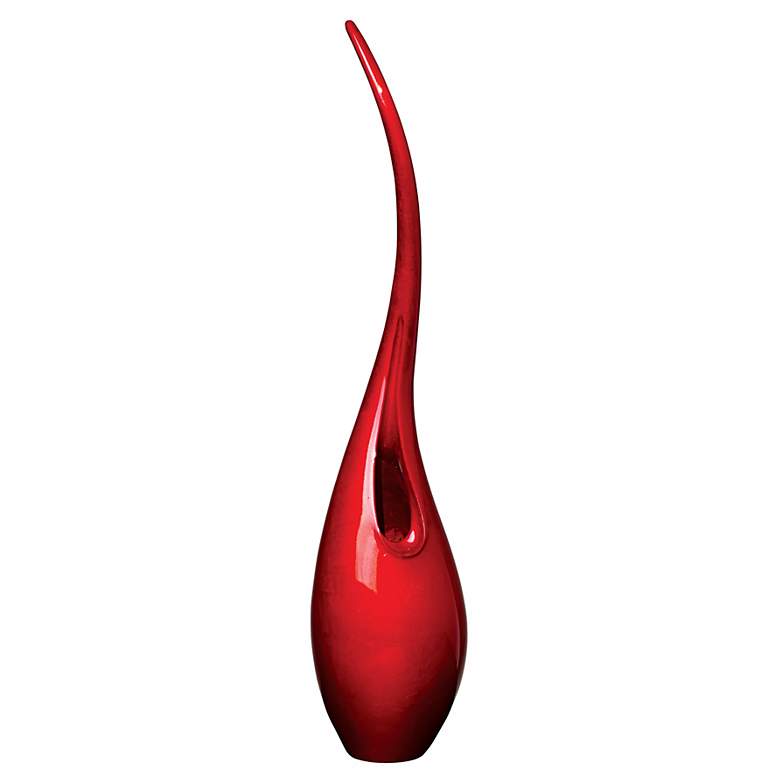 Image 1 Tall Red Lacquer 18 3/4 inch High Flame Vase
