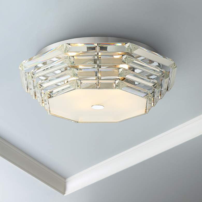 Image 1 Talla 15 1/4" Wide Polished Chrome and Crystal Ceiling Light