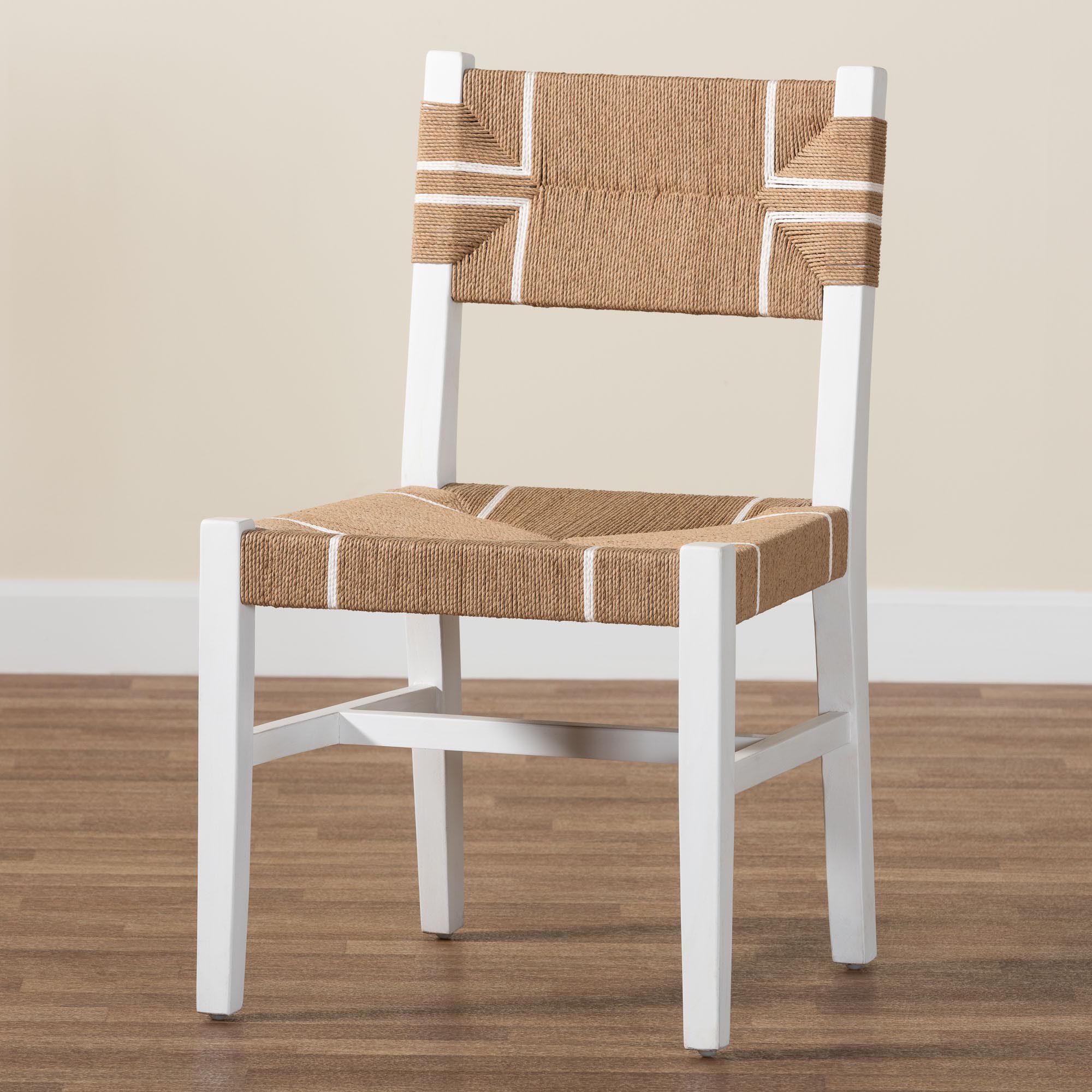 Talli Paper Loom and White Mahogany Wood Dining Chair
