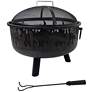 Talon 24 1/4" Round Black Wood Burning Fire Pit with Flames