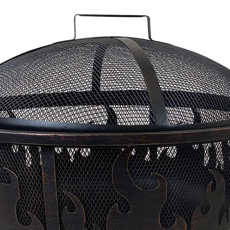 Image 2 Talon 24 1/4" Round Black Wood Burning Fire Pit with Flames more views