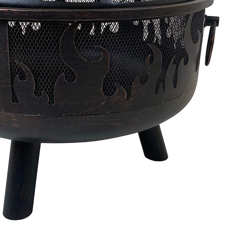 Image 3 Talon 24 1/4" Round Black Wood Burning Fire Pit with Flames more views
