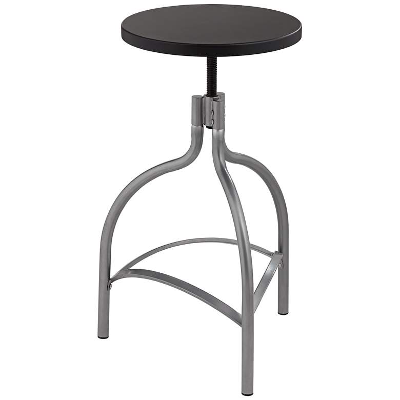 Image 6 Talor Modern Silver and Black Metal and Wood Adjustable Swivel Barstool more views