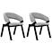 Talulah Set of 2 Dining Side Chairs in Gray Fabric and Black Veneer