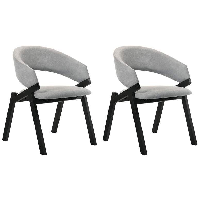 Image 1 Talulah Set of 2 Dining Side Chairs in Gray Fabric and Black Veneer