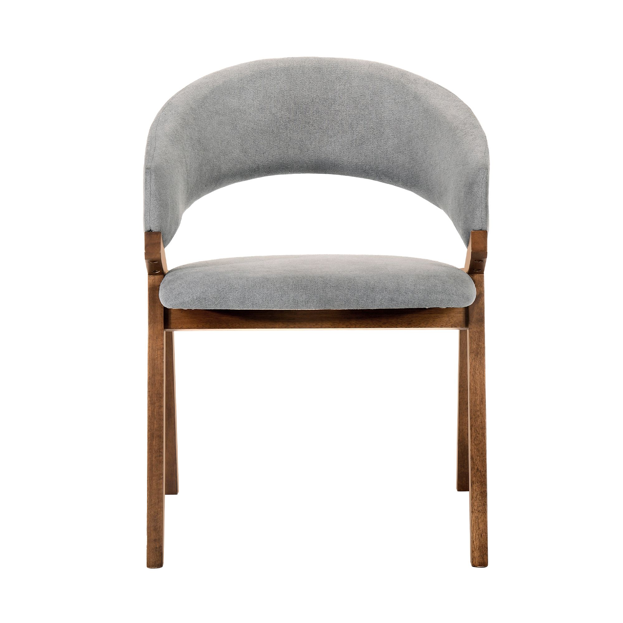 Image 4 Talulah Set of 2 Dining Side Chairs in Gray Fabric and Walnut Veneer more views