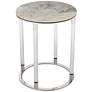 2_Tamara 18 1/4" Wide Stone and Chrome Round Side Table