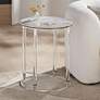 1_Tamara 18 1/4" Wide Stone and Chrome Round Side Table