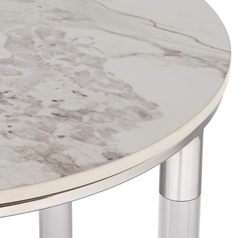 Image 5 Tamara 18 1/4" Wide Stone and Chrome Round Side Table more views
