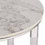 5_Tamara 18 1/4" Wide Stone and Chrome Round Side Table more views