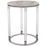 7_Tamara 18 1/4" Wide Stone and Chrome Round Side Table more views