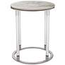 Tamara 18 1/4" Wide Stone and Chrome Round Side Table