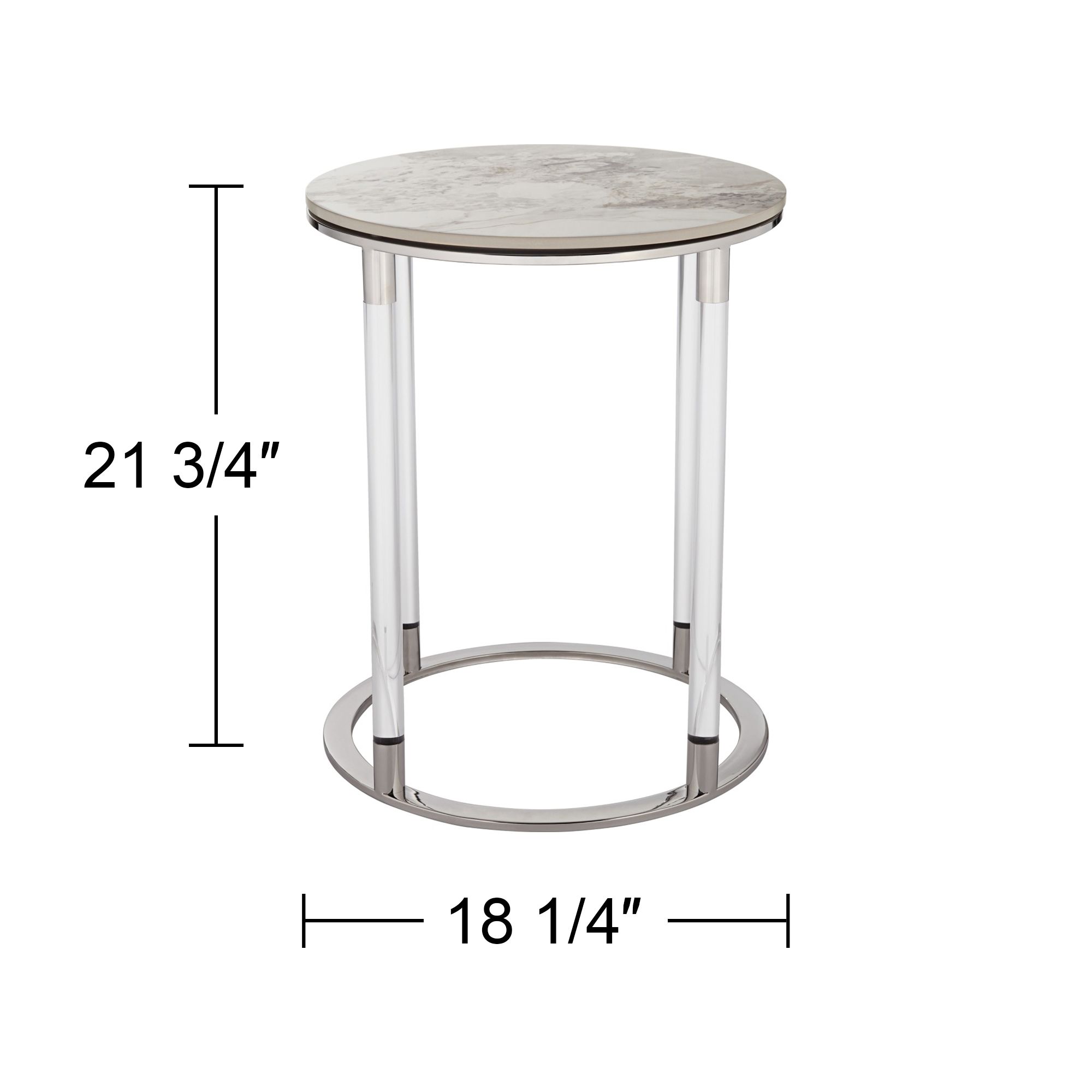 Tamara 18 1/4" Wide Stone and Chrome Round Side Table