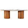 Tamara 47" Wide Marble Natural Ash Wood Oval Coffee Table
