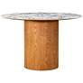 Tamara 47" Wide Marble Natural Ash Wood Round Dinette Table in scene