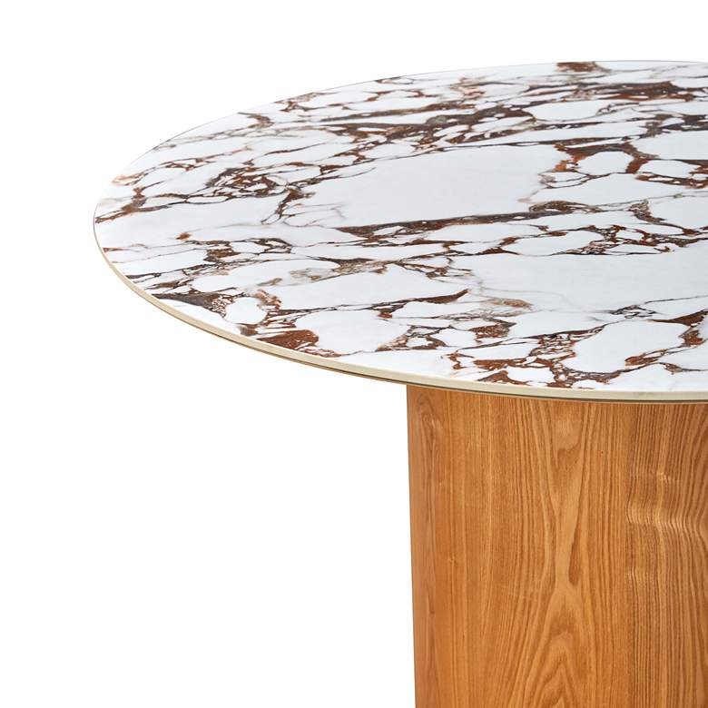 Image 3 Tamara 47" Wide Marble Natural Ash Wood Round Dinette Table more views