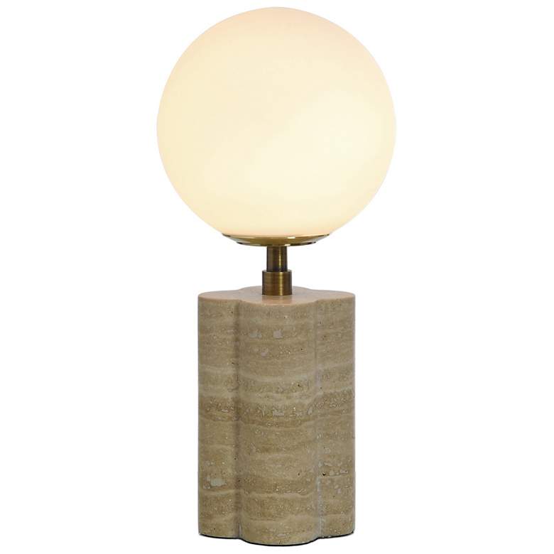 Image 3 Tamara Day Amabel 13" High Beige Travertine Table Lamp With White Shade more views