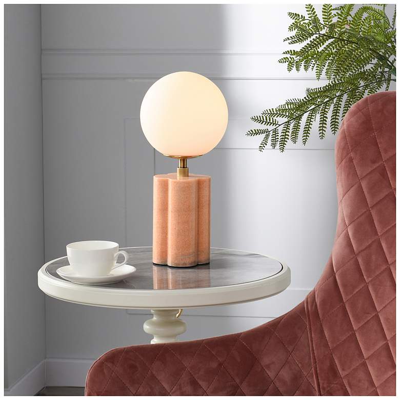 Image 1 Tamara Day Amabel 13" High Pink Marble Table Lamp With White Shade