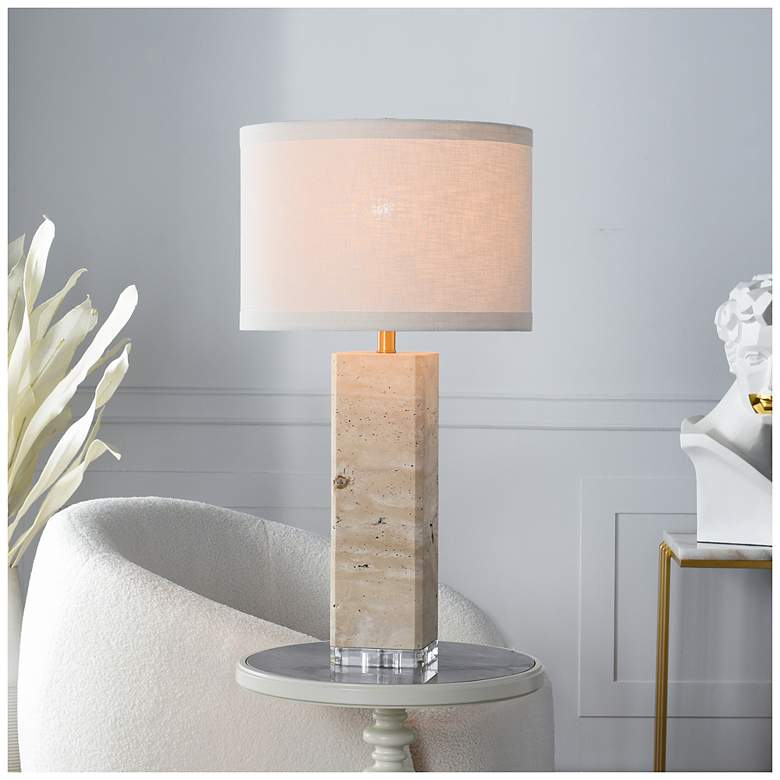 Image 1 Tamara Day Augustus 30" High Travertine Beige Table Lamp With Tan Shade