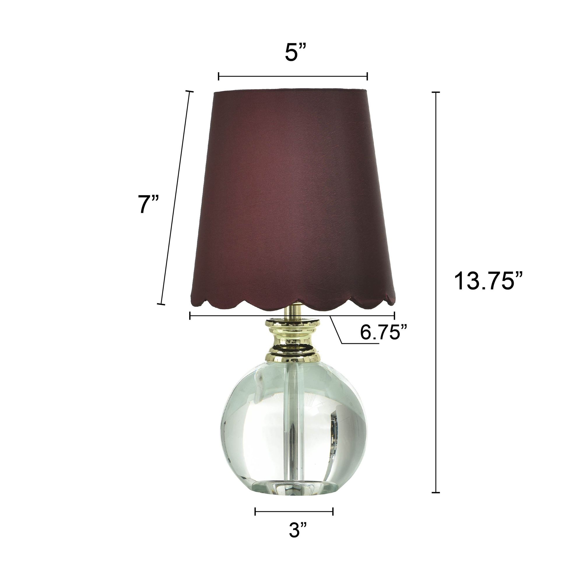 Tamara Day Beatrice 14"H Crystal & Gold Table Lamp With Burgundy Shade