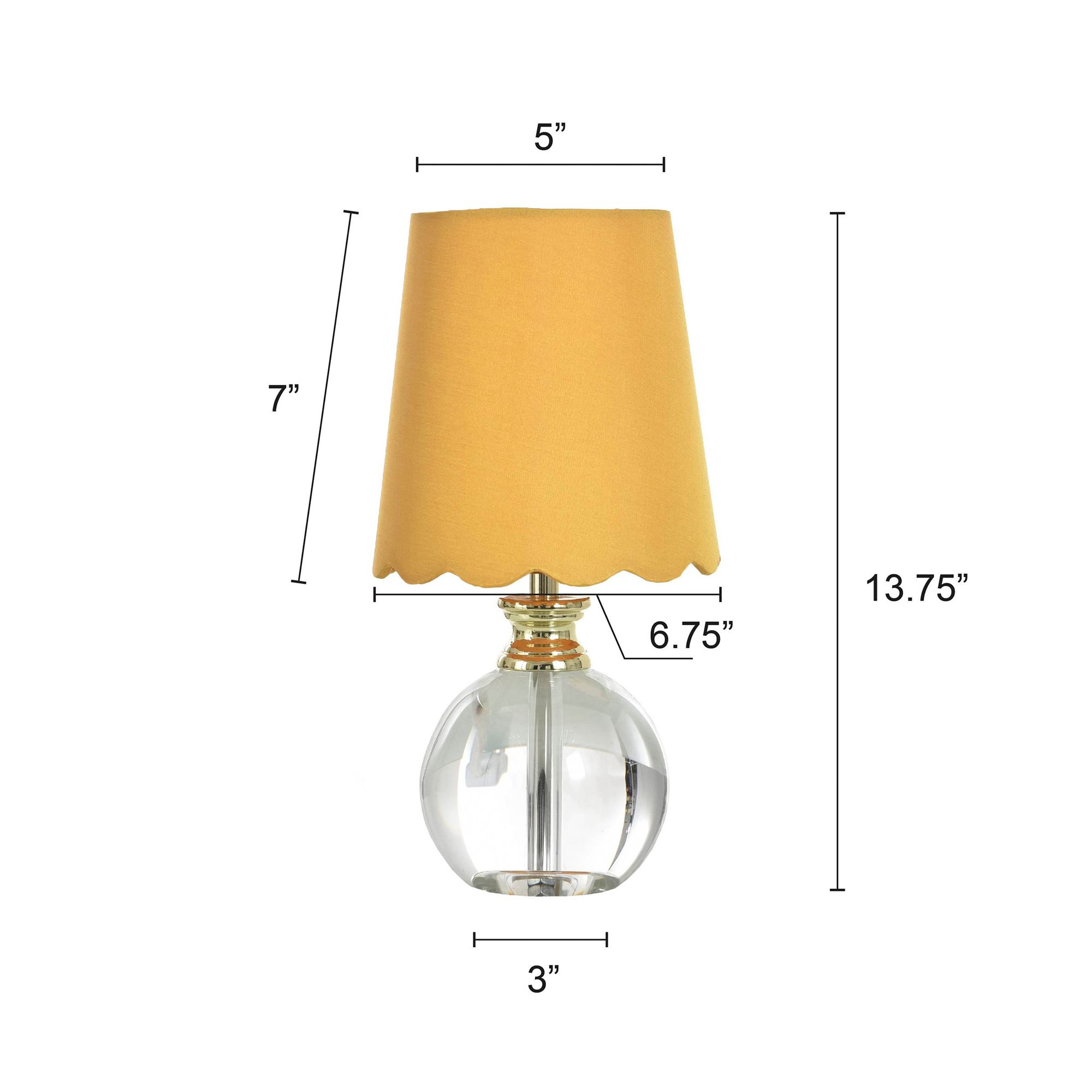 Tamara Day Beatrice Crystal & Polished Nickel Table Lamp With Yellow Shade