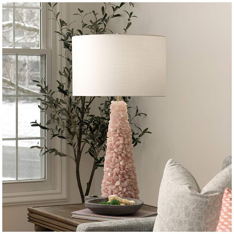 Image 7 Tamara Day Belinda 34"H Rose Quartz Stone Table Lamp With Off-White Shade more views