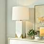 1_Tamara Day Caspian 30"H Brass & White Table Lamp With Off-White Shade