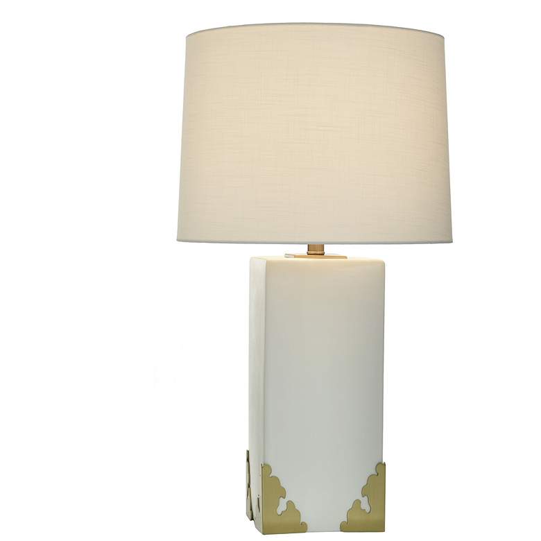 Image 3 Tamara Day Caspian 30"H Brass & White Table Lamp With Off-White Shade more views