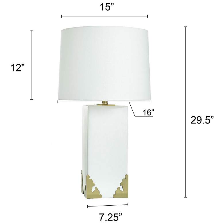 Image 7 Tamara Day Caspian 30"H Brass & White Table Lamp With Off-White Shade more views