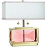 2_Tamara Day Celeste 21"H Blush & Brass Crystal Table Lamp w/ Off-White Shade