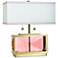 Tamara Day Celeste 21"H Blush & Brass Crystal Table Lamp w/ Off-White Shade