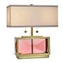 3_Tamara Day Celeste 21"H Blush & Brass Crystal Table Lamp w/ Off-White Shade more views