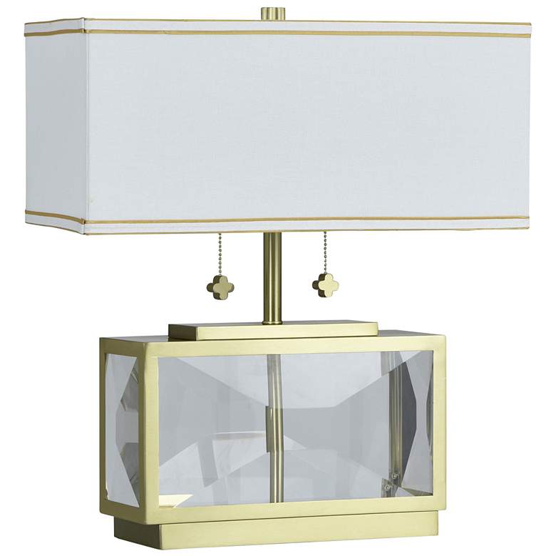 Image 1 Tamara Day Celeste 21"H Crystal & Brass Table Lamp With Off-White Shade