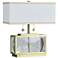Tamara Day Celeste 21"H Crystal & Brass Table Lamp With Off-White Shade