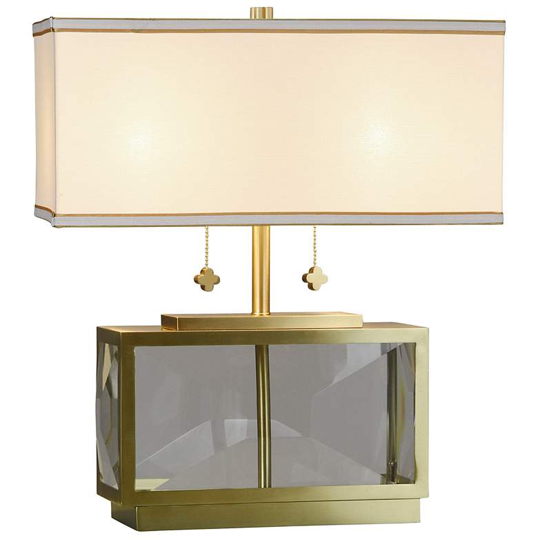 Image 2 Tamara Day Celeste 21"H Crystal & Brass Table Lamp With Off-White Shade more views