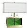 Tamara Day Celeste 21"H Green & Brass Crystal Table Lamp w/ Off-White Shade
