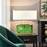 1_Tamara Day Celeste 21"H Green & Brass Crystal Table Lamp w/ Off-White Shade