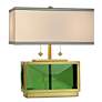 3_Tamara Day Celeste 21"H Green & Brass Crystal Table Lamp w/ Off-White Shade more views