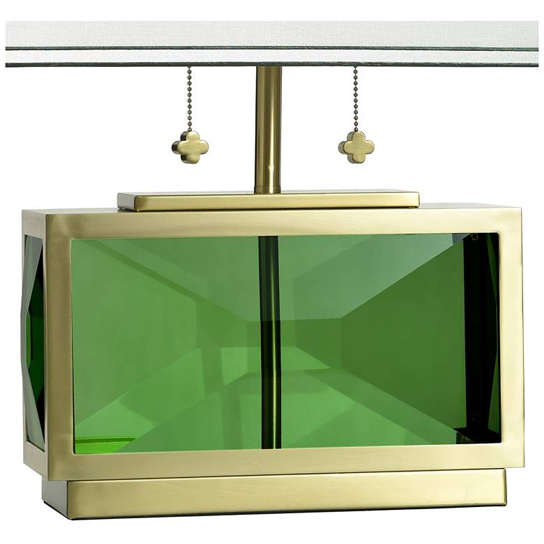 Image 4 Tamara Day Celeste 21"H Green & Brass Crystal Table Lamp w/ Off-White Shade more views