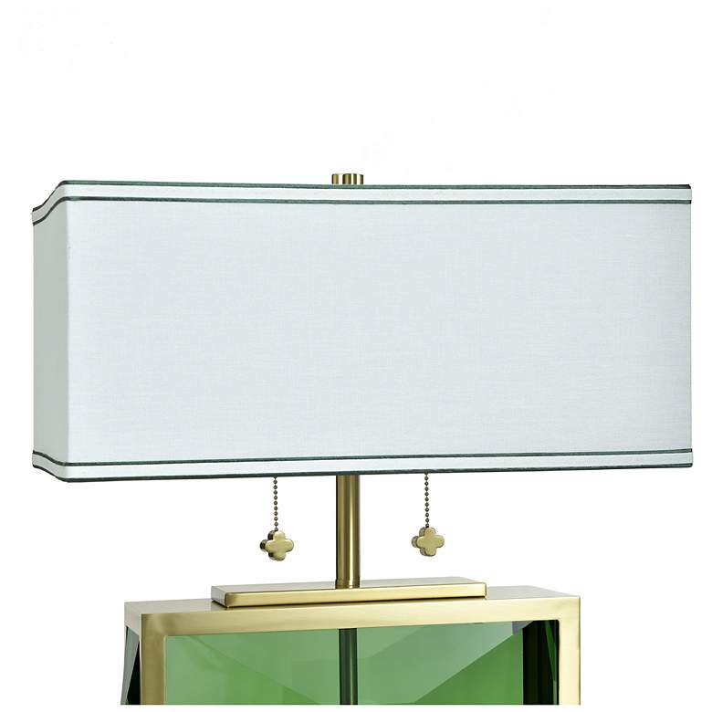 Image 5 Tamara Day Celeste 21"H Green & Brass Crystal Table Lamp w/ Off-White Shade more views